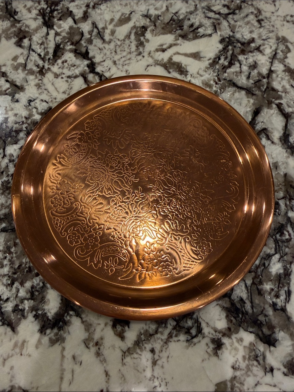 Vintage Princess House Heritage Collection Solid Copper Serving Tray 12 Inch